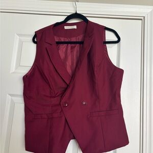 Bella Poque Elegant Burgundy Double-Breasted Vest